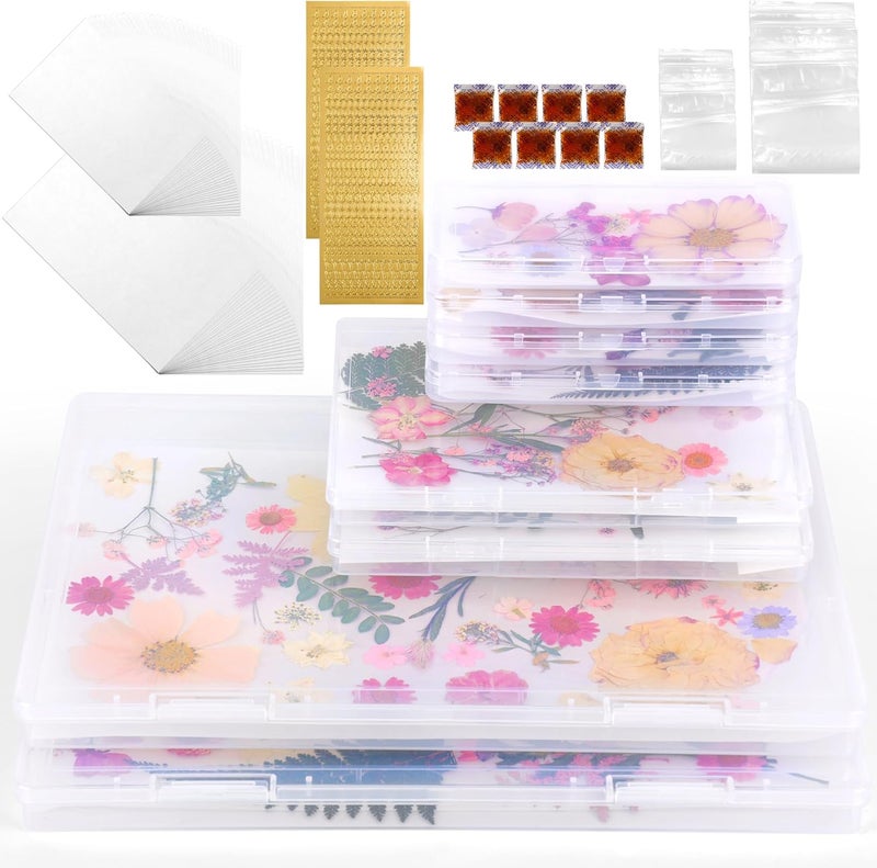 Aboofx 8PCS Dried Flower Storage Set with Blotting Paper,Ziplock Bag and Desiccant,Flower Preservation Kit,Good Seal,High Capacity to Keep Flowers Color&Dry (4pcs 5.7"x2.7"+2pcs 7"x5"+2pcs 12"x8.8") - Image 1